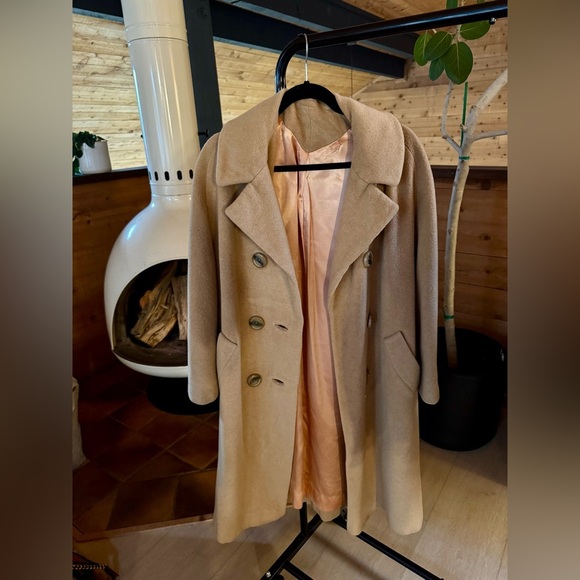 Vintage Jackets & Blazers - Vintage Women’s Wool Tan/Camel Button Up Coat Union Made